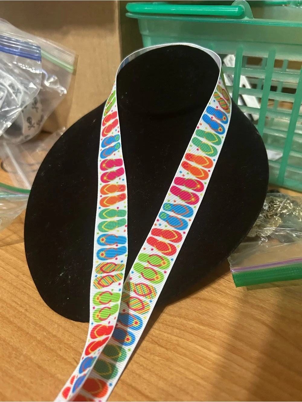 Colorful Flip-Flop Lanyard with Blue flip flop Charm